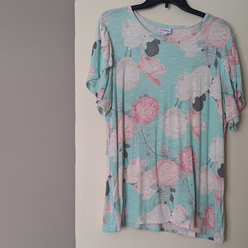 Floral Print Women's Top - Mint Green LuLaRoe